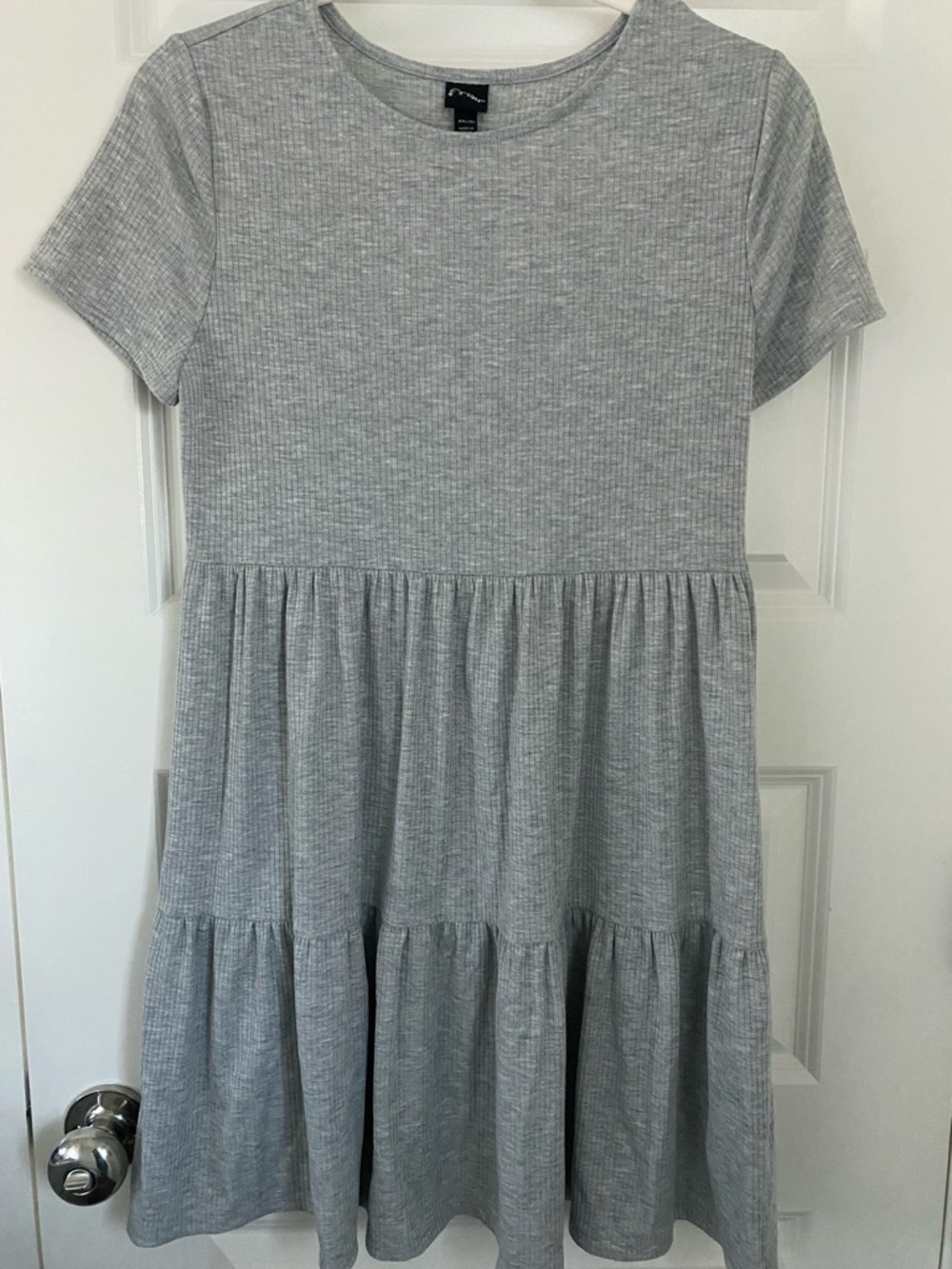 Short Sleeve Tiered Dress Heather Gray Tiered Dress